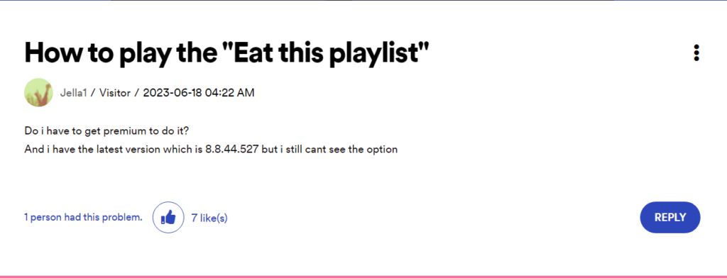 Spotifyの「プレイリストを食べてみよう」についてのコミュニティサイトの回答
