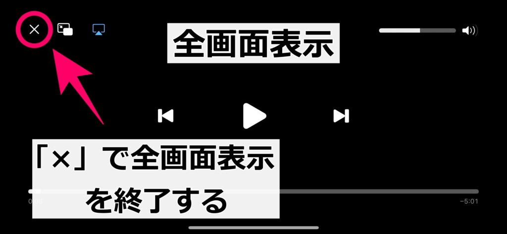 スマホ本体を横向きにすると、自動で動画再生画面も横向きになり全画面で表示されます。