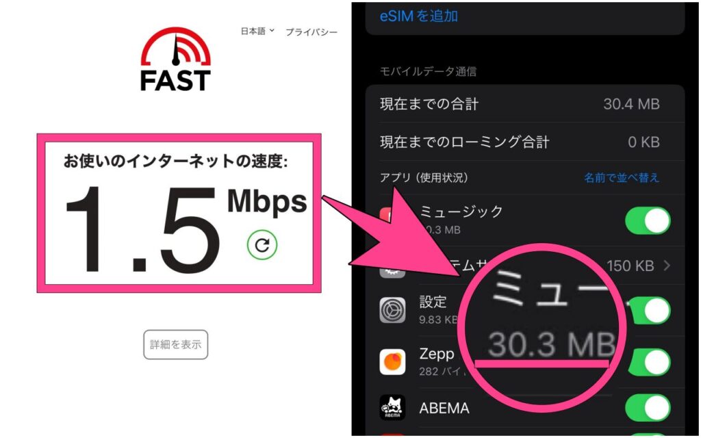 通信制限をすると30MBで再生されました。