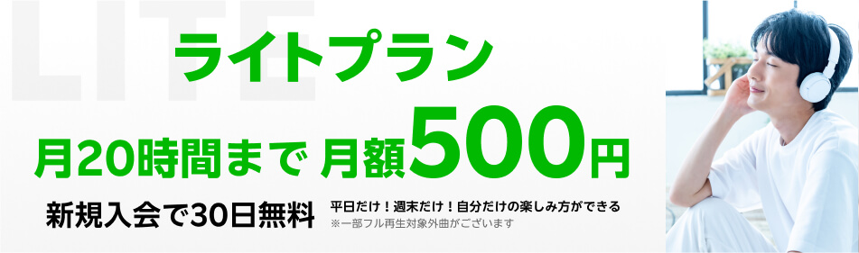 毎日使うほどではないライトユーザーには、月20時間まで使い放題のライトプランがオススメです。